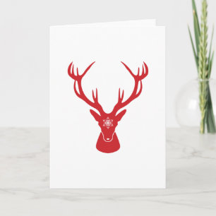 Kerstmis Snowflake Deer Head met Antlers Feestdagen Kaart