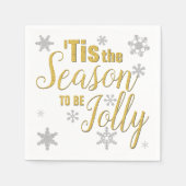 Kerstmis: Snowflake Gold Silver Servet (Voorkant)