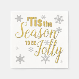 Kerstmis: Snowflake Gold Silver Servet