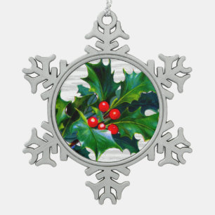 Kerstmis Snowflake Holly Berry Holiday Keepomwille Tin Sneeuwvlok Ornament