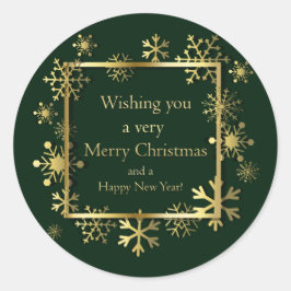 Kerstmis - Snowflake Lijst met Word Art Grn Ronde Sticker