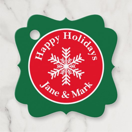 Kerstmis Snowflake Prettige feestdagen Bedankjes Labels (Voorkant)