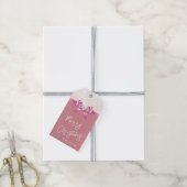Kerstmis Snowflake Roze Ribbon Diamant Cadeaulabel (Met Touw)