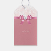 Kerstmis Snowflake Roze Ribbon Diamant Cadeaulabel (Achterkant)