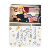 Kerstmis: Snowflake Silver Gold Magneet (Verticaal)