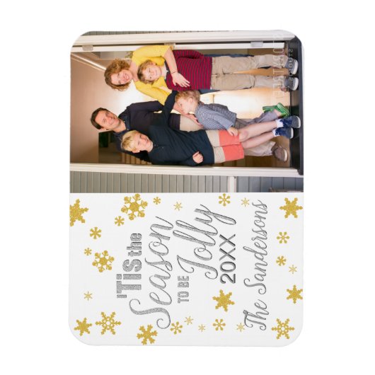 Kerstmis: Snowflake Silver Gold Magneet (Verticaal)