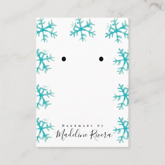 Kerstmis Snowflakes Artisan Earring Display Cards Contactkaartje (Voorkant)