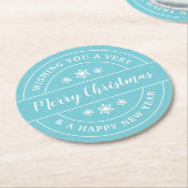 Kerstmis Snowflakes Blue Typography Ronde Kartonnen Onderzetter (Gebogen)