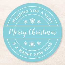 Kerstmis Snowflakes Blue Typography Ronde Kartonnen Onderzetter