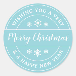 Kerstmis Snowflakes Blue Typography Ronde Sticker