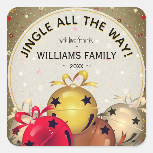 Kerstmis: Snowflakes Holiday Vierkante Sticker (Voorkant)