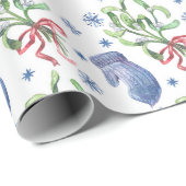 Kerstmis, Snowflakes, Mittens - Wit Cadeaupapier (Rol Hoek)