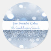 Kerstmis Snowflakes Sparkle Blue White Ronde Sticker (Voorkant)