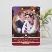 Kerstmis Snowglobe Foto Weddenschap Rood Kaart (Staand voorkant)