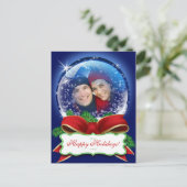 Kerstmis Snowglobe Holiday Foto gepersonaliseerd Feestdagenkaart (Staand voorkant)