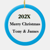 Kerstmis Snowglobe Jaarlijks Keramisch Ornament (Achterkant)