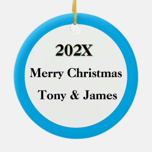 Kerstmis Snowglobe Jaarlijks Keramisch Ornament (Achterkant)