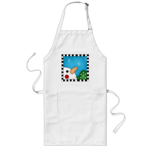 Kerstmis Snowman apron Lang Schort (Voorkant)
