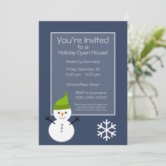 Kerstmis - Snowman - blauw Kaart (Staand voorkant)