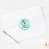 Kerstmis Snowman - Blauwgroen achtergrond feestdag Ronde Sticker (Envelop)
