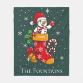 Kerstmis Snowman Candy Cane Gepersonaliseerde Fami Fleece Deken (Voorkant)