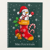 Kerstmis Snowman Candy Cane Snowflakes Dagelijks Planner (Voorkant)