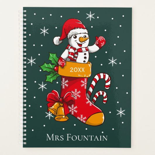 Kerstmis Snowman Candy Cane Snowflakes Dagelijks Planner (Voorkant)