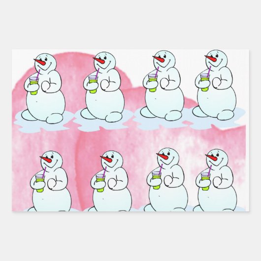 Kerstmis Snowman Coffee Ugly KerstSweaters Inpakpapier Vel (Voorkant 3)
