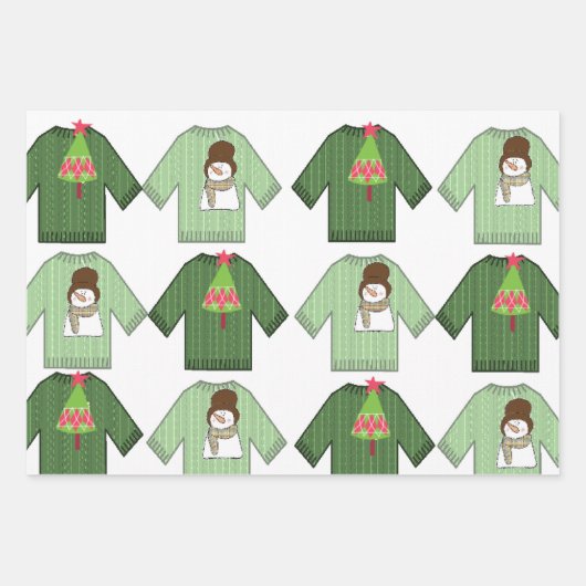 Kerstmis Snowman Coffee Ugly KerstSweaters Inpakpapier Vel (Voorkant 2)