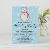 Kerstmis Snowman Cookie Holiday Party Blue Snow Kaart (Staand voorkant)