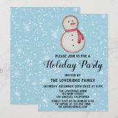 Kerstmis Snowman Cookie Holiday Party Blue Snow Kaart (Voorkant / Achterkant)