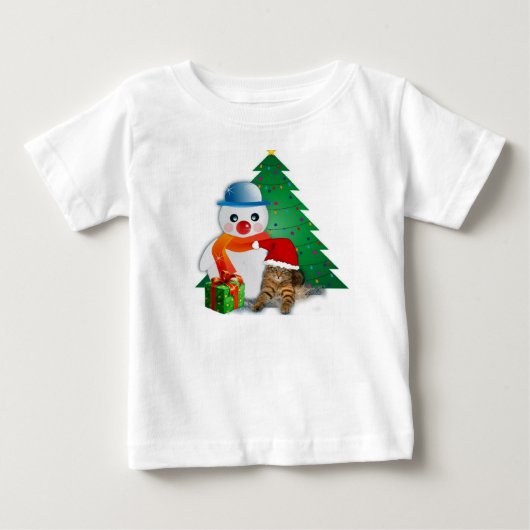 Kerstmis Snowman Cotton Baby Shirt (Voorkant)