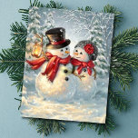 Kerstmis Snowman Couple Holiday Kaart<br><div class="desc">Kerstman Couple Holiday Kaart.</div>