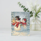 Kerstmis Snowman Couple Holiday Kaart (Staand voorkant)