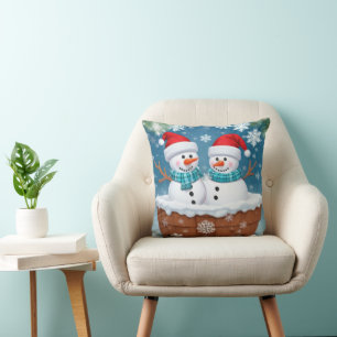 Kerstmis Snowman Couple Kussen