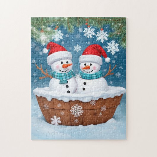 Kerstmis Snowman Couple Legpuzzel (Verticaal)