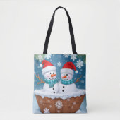 Kerstmis Snowman Couple Tote Bag (Voorkant)