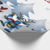Kerstmis Snowman en rendierband Cadeaupapier (Hoek)