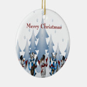 Kerstmis Snowman en rendierband Keramisch Ornament (Rechts)