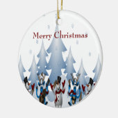 Kerstmis Snowman en rendierband Keramisch Ornament (Links)