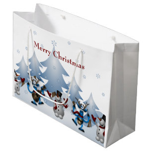 Kerstmis Snowman en rendierband Large Cadeautasje