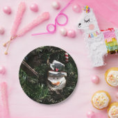 Kerstmis Snowman Face Papieren Bordje (Feest)