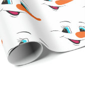 Kerstmis Snowman Face Personalized Cute Holiday Cadeaupapier (Rol Hoek)