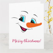 Kerstmis Snowman Face Personalized Cute Holiday Kaart (Gele Bloem)