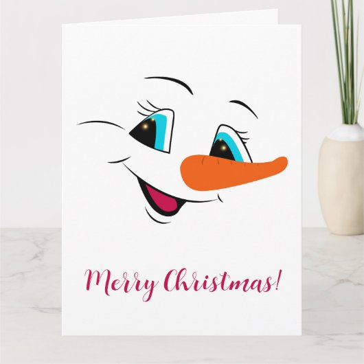 Kerstmis Snowman Face Personalized Cute Holiday Kaart (Voorkant)