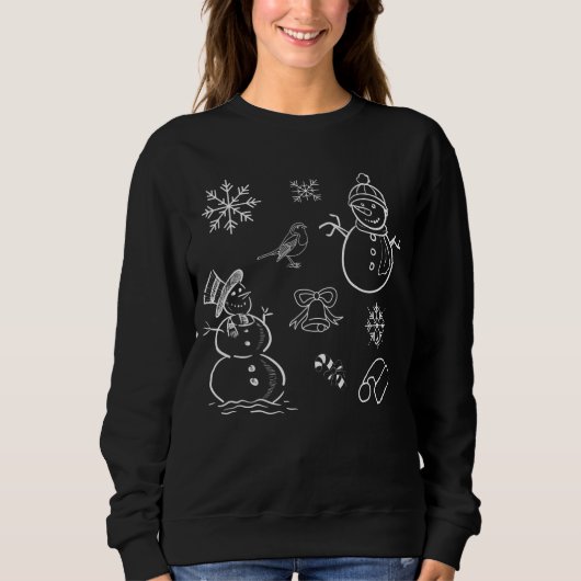 Kerstmis: Snowman Funny Black and White Swe Trui (Voorkant)