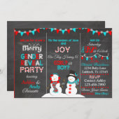 Kerstmis Snowman Gender Reopenbaart uitnodiging (Voorkant / Achterkant)