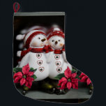 Kerstmis, Snowman Grote Kerstsok<br><div class="desc">kerststeniging Deze aangepaste kerstvoorraad is aantrekkelijk voor de kleinere cadeautjes van de kerstman. Iets voor iedereen,  Maria lurdis afonso,  https://www.zazzle.com/succeedinbeautybarb</div>