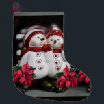 Kerstmis, Snowman Grote Kerstsok<br><div class="desc">kerststeniging Deze aangepaste kerstvoorraad is aantrekkelijk voor de kleinere cadeautjes van de kerstman. Iets voor iedereen, Maria lurdis afonso, https://www.zazzle.com/succeedinbeautybarb</div>