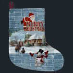 Kerstmis, Snowman Grote Kerstsok<br><div class="desc">kerststeniging Deze aangepaste kerstvoorraad is aantrekkelijk voor de kleinere cadeautjes van de kerstman. Iets voor iedereen,  Maria lurdis afonso,  https://www.zazzle.com/succeedinbeautybarb</div>